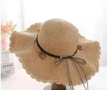 Cappello da Spiaggia Grande Onde con Corda in Pelle, Edizione Coreana Han per Donne - EX-STOCK Canada