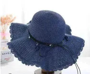 Cappello da Spiaggia Grande Onde con Corda in Pelle, Edizione Coreana Han per Donne - EX-STOCK Canada