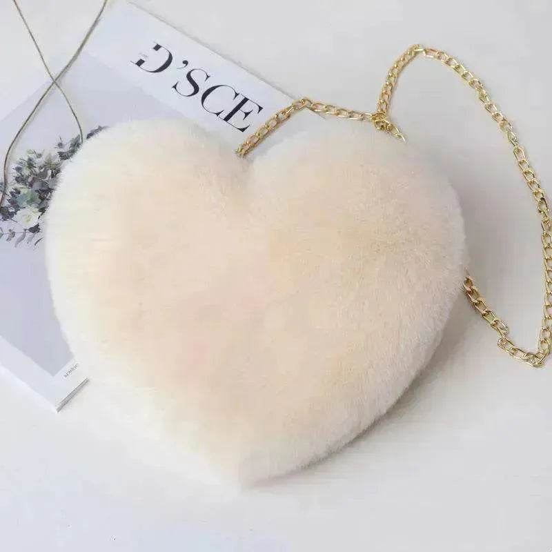 Women's Heart Shaped Plush Chain Shoulder & Hand Bag - EX-STOCK Canada
