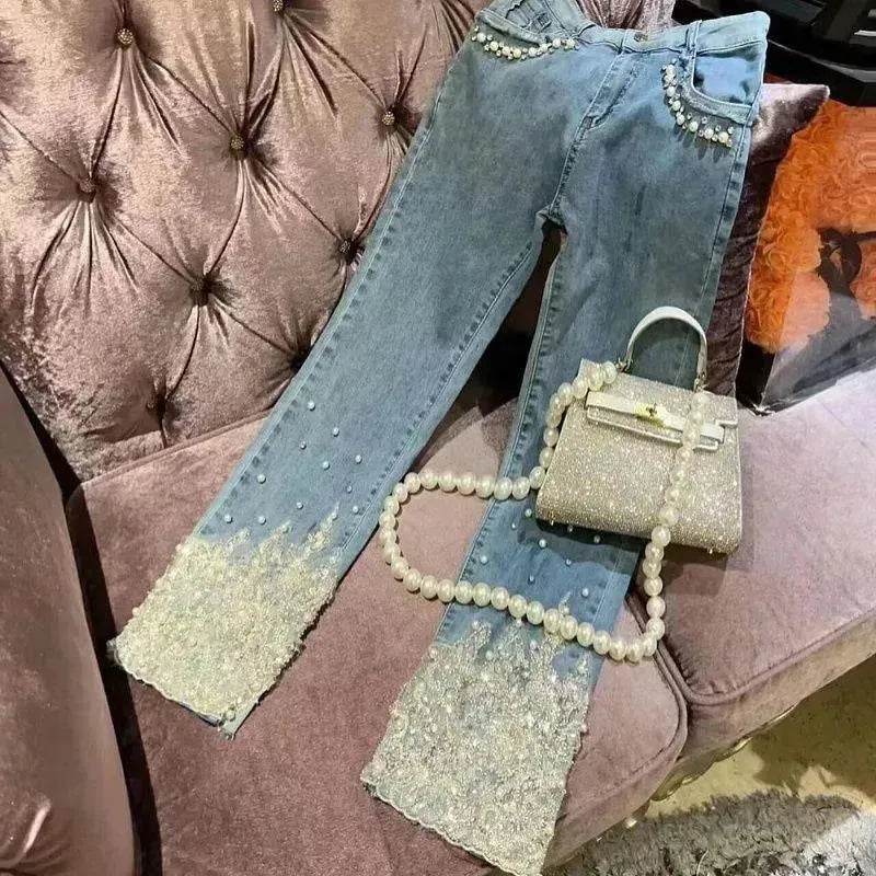 Women's Heavy Industry Beads Sequined Jeans Trouser - EX-STOCK Canada