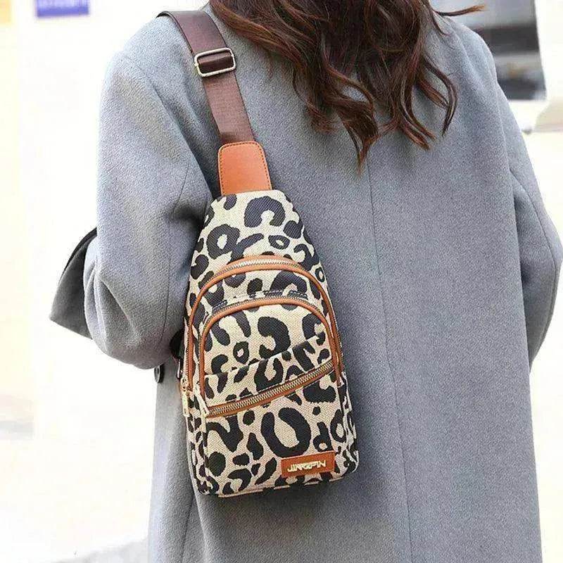Women's Leopard Print Sling Chest Crossbody & Backpack Bag With Headphone Jack - EX-STOCK Canada