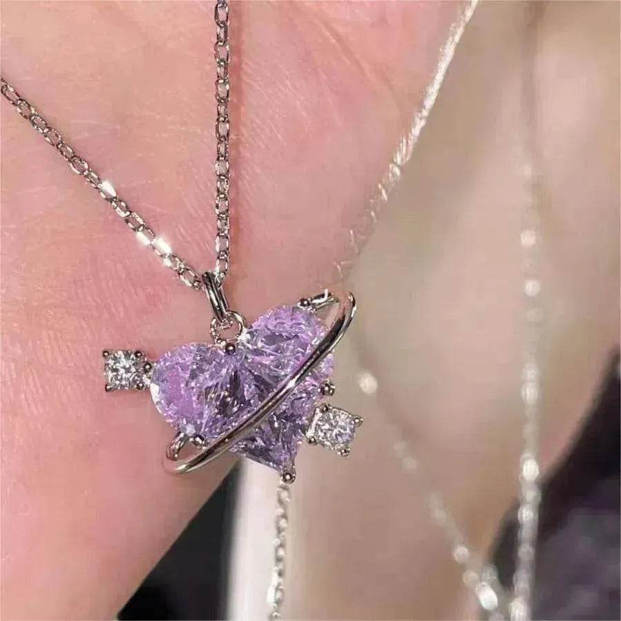 Women's Love Planet Pink Diamond Love Necklace - EX-STOCK Canada