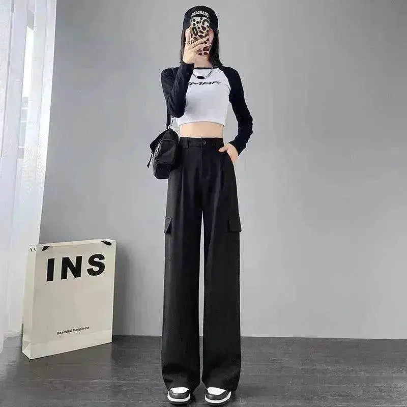 Women's Overalls High Waist Trousers Straight Casual Wide Leg Pants - EX-STOCK Canada