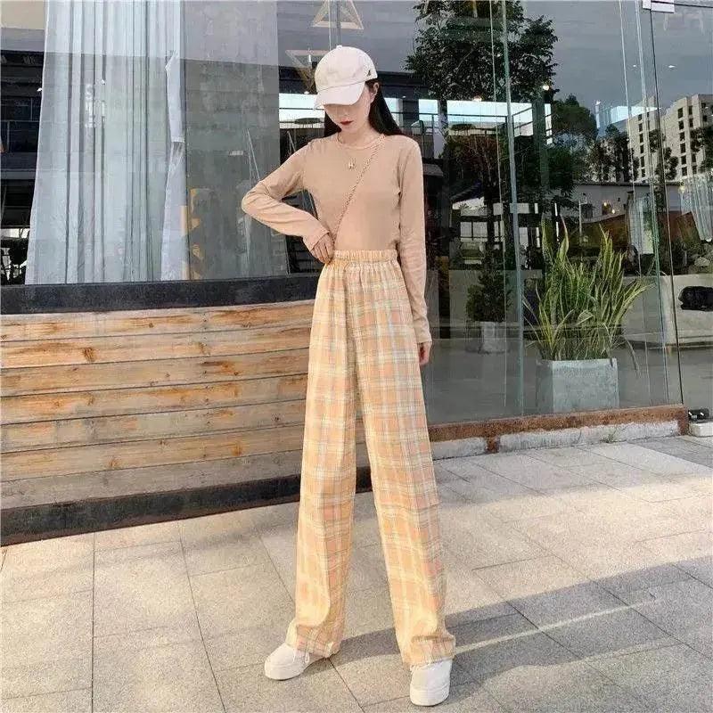 Women's Plaid Wide Leg Casual Pants - EX-STOCK Canada