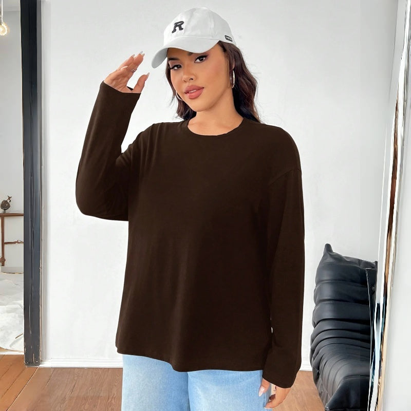 Women's Solid Color Loose Round Neck Top EX-STOCK Canada