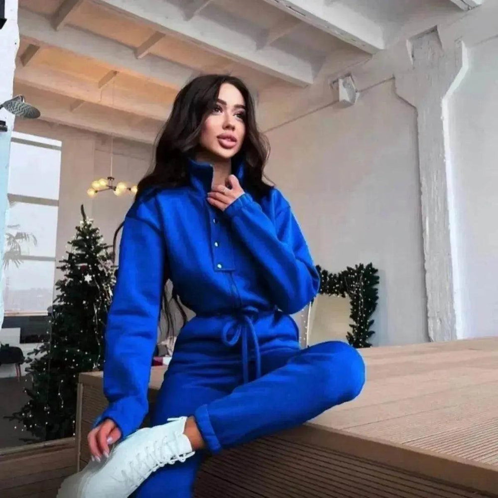 Women's Stand up Collar Cinched European And American Leisure Jumpsuit - EX-STOCK Canada