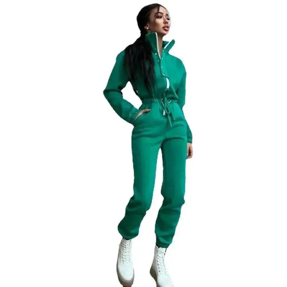 Women's Stand up Collar Cinched European And American Leisure Jumpsuit - EX-STOCK Canada