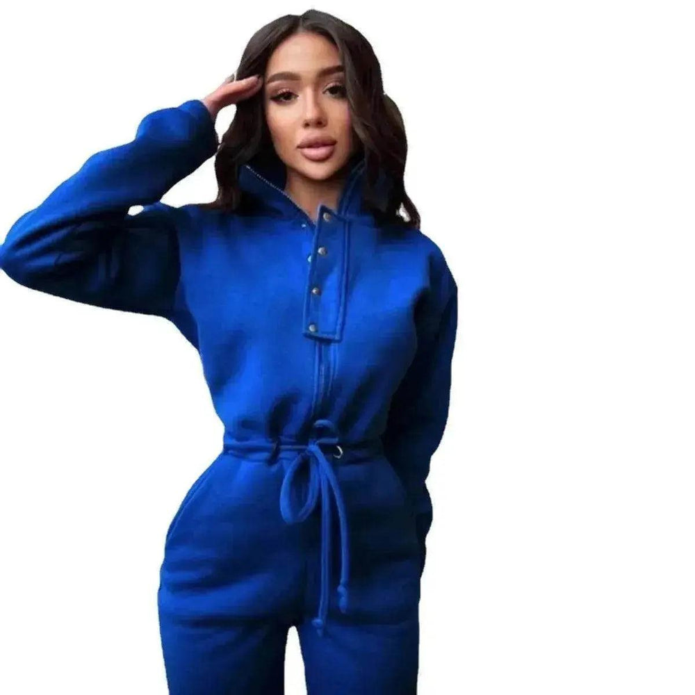 Women's Stand up Collar Cinched European And American Leisure Jumpsuit - EX-STOCK Canada
