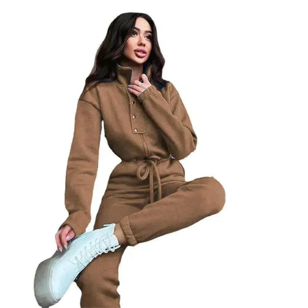 Women's Stand up Collar Cinched European And American Leisure Jumpsuit - EX-STOCK Canada