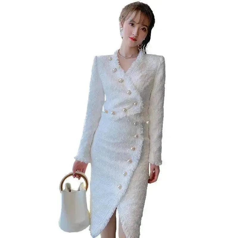 Damenanzug im westlichen Stil, kleiner Look, großer Anzug, Burr-Tweed-Blazer und Rock zweiteiliges Set - EX-STOCK Canada