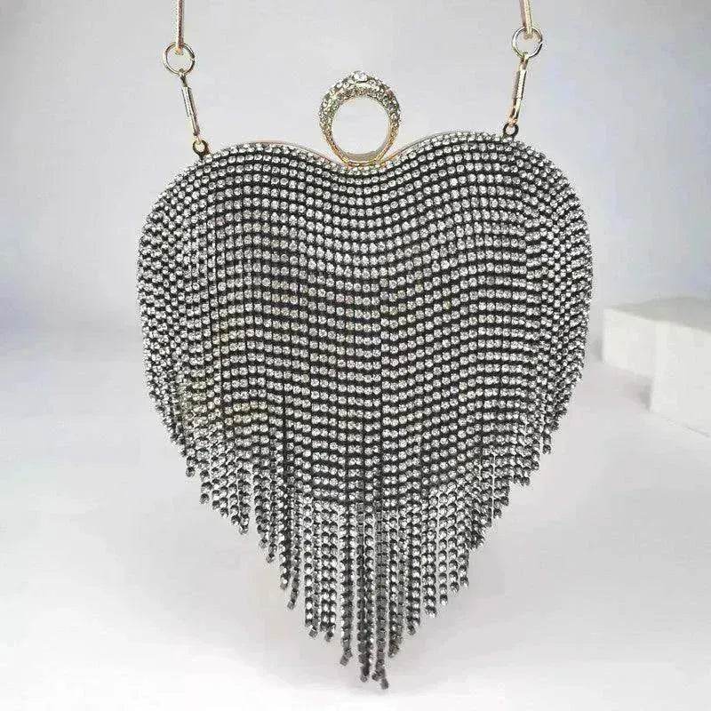 Women's Tassel Heart Shape Inlaid Diamond Handbag - EX-STOCK Canada