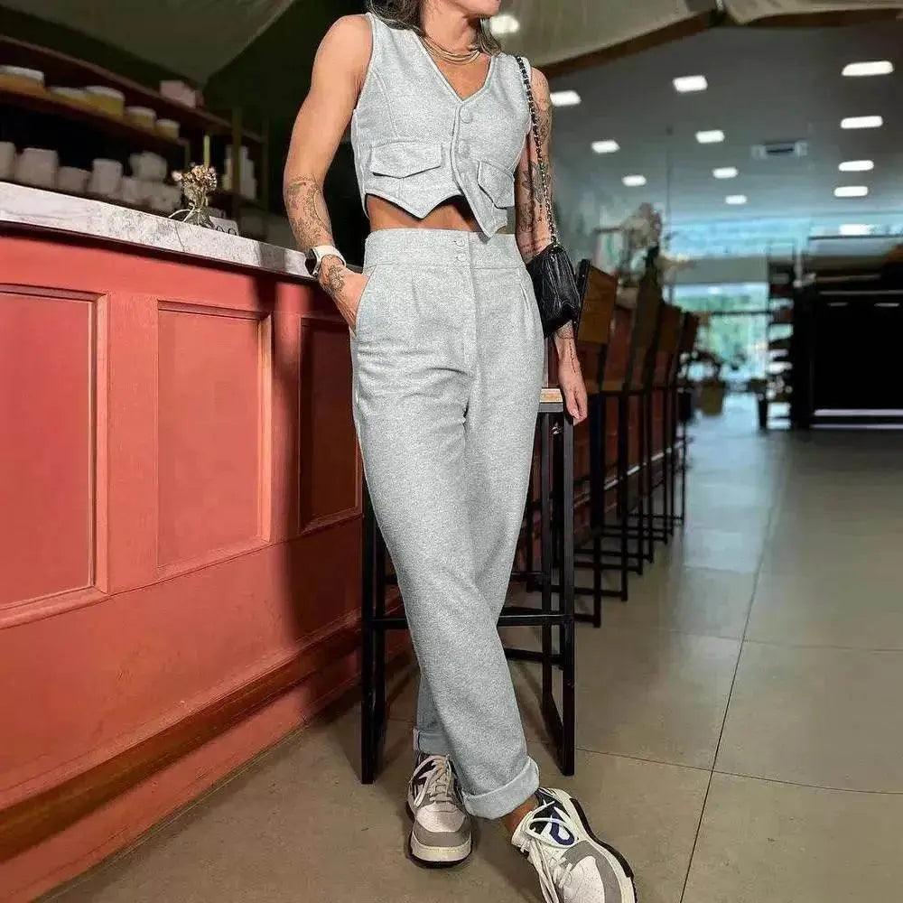 Women's Vest Casual Pants Two-piece Set - EX-STOCK Canada