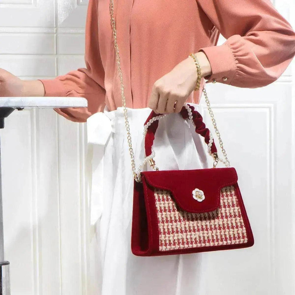 Damen Hochzeits-Tasche Brauttasche Hochwertige Damen Elegante Rote Nischen-Rote Kleine Tasche Tragbar 2025 Neu - EX-STOCK Canada