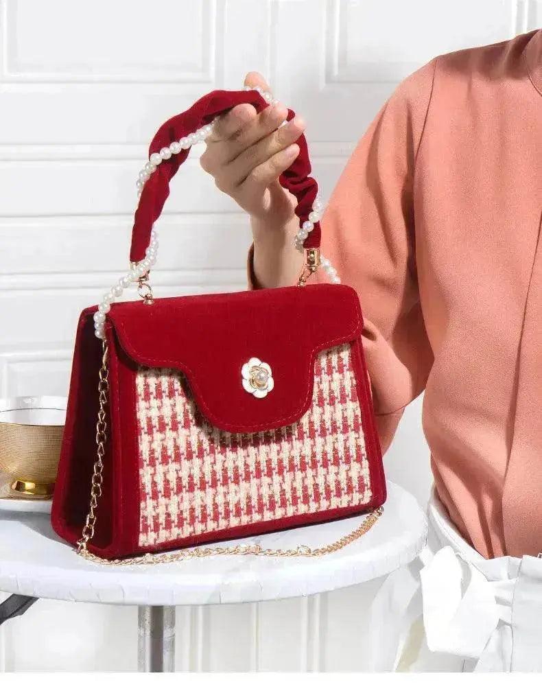 Damen Hochzeits-Tasche Brauttasche Hochwertige Damen Elegante Rote Nischen-Rote Kleine Tasche Tragbar 2025 Neu - EX-STOCK Canada