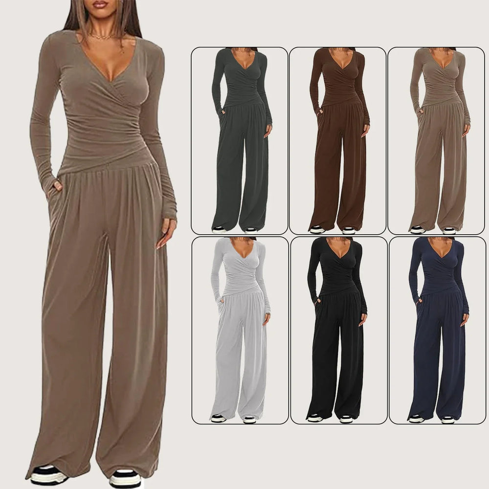 Women's Wide-leg Pants Long-sleeved Sportswear Suit EX-STOCK Canada