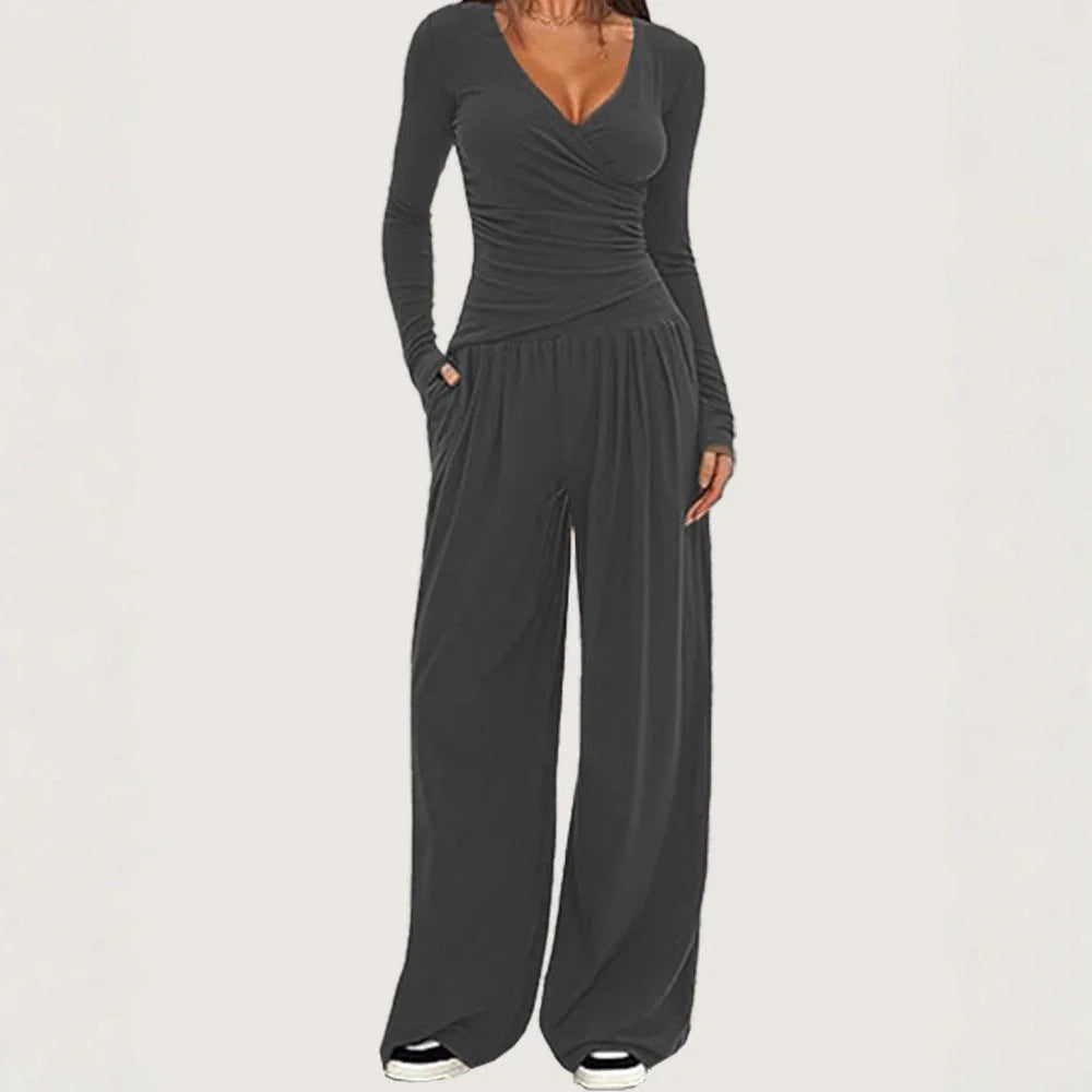 Women's Wide-leg Pants Long-sleeved Sportswear Suit EX-STOCK Canada