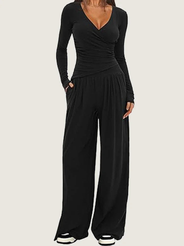 Women's Wide-leg Pants Long-sleeved Sportswear Suit EX-STOCK Canada