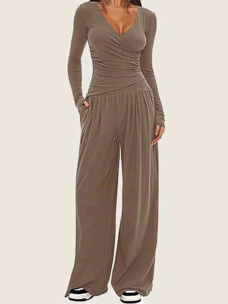 Women's Wide-leg Pants Long-sleeved Sportswear Suit EX-STOCK Canada