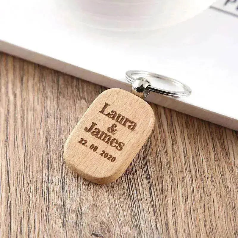 Wooden Engraved Lettering Name Pendant Keychain - EX-STOCK Canada