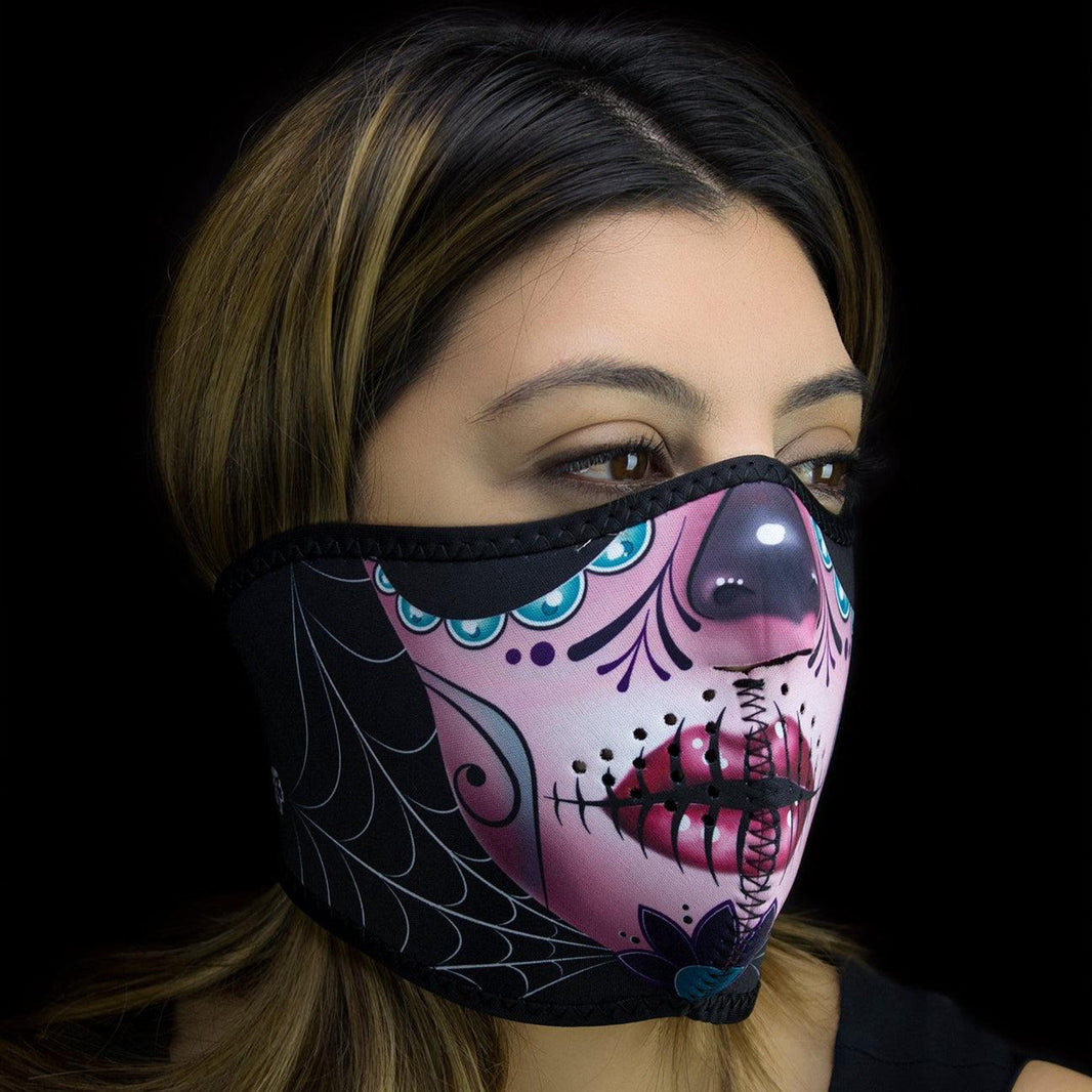 Maschera in neoprene ZANheadgear Sugar Skull a mezza facciaEX-STOCK Canada