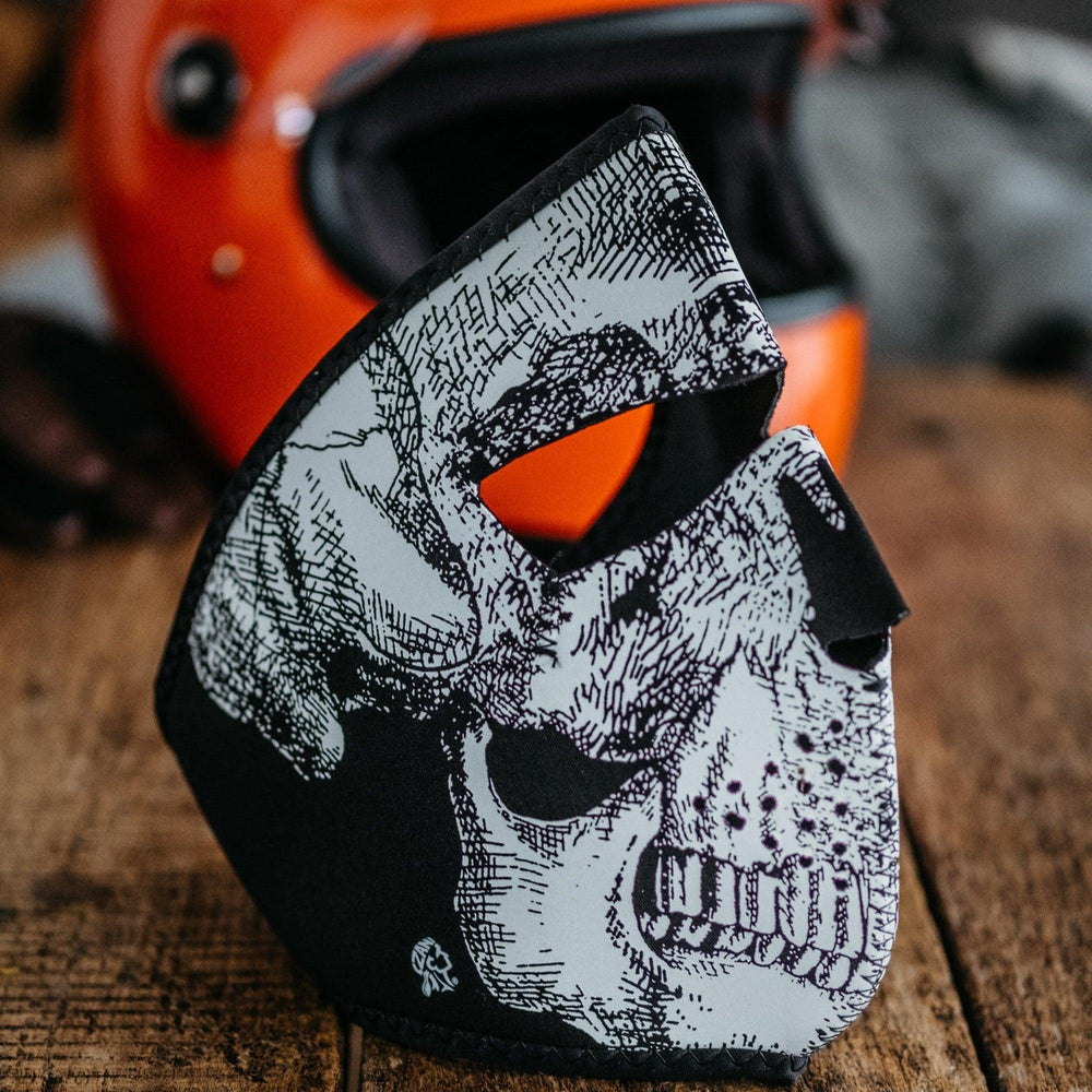 Maschera completa ZANheadgear in neoprene nera e bianca con motivo teschioEX-STOCK Canada