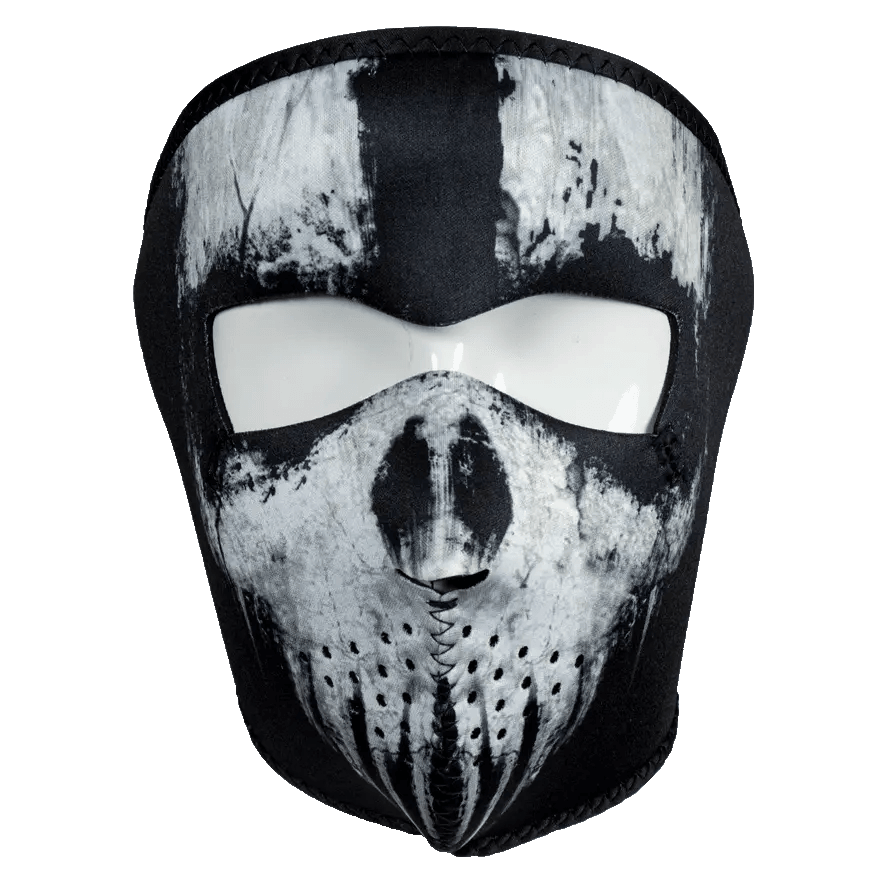 Masque intégral ZANheadgear en néoprène noir avec motif crâneEX-STOCK Canada