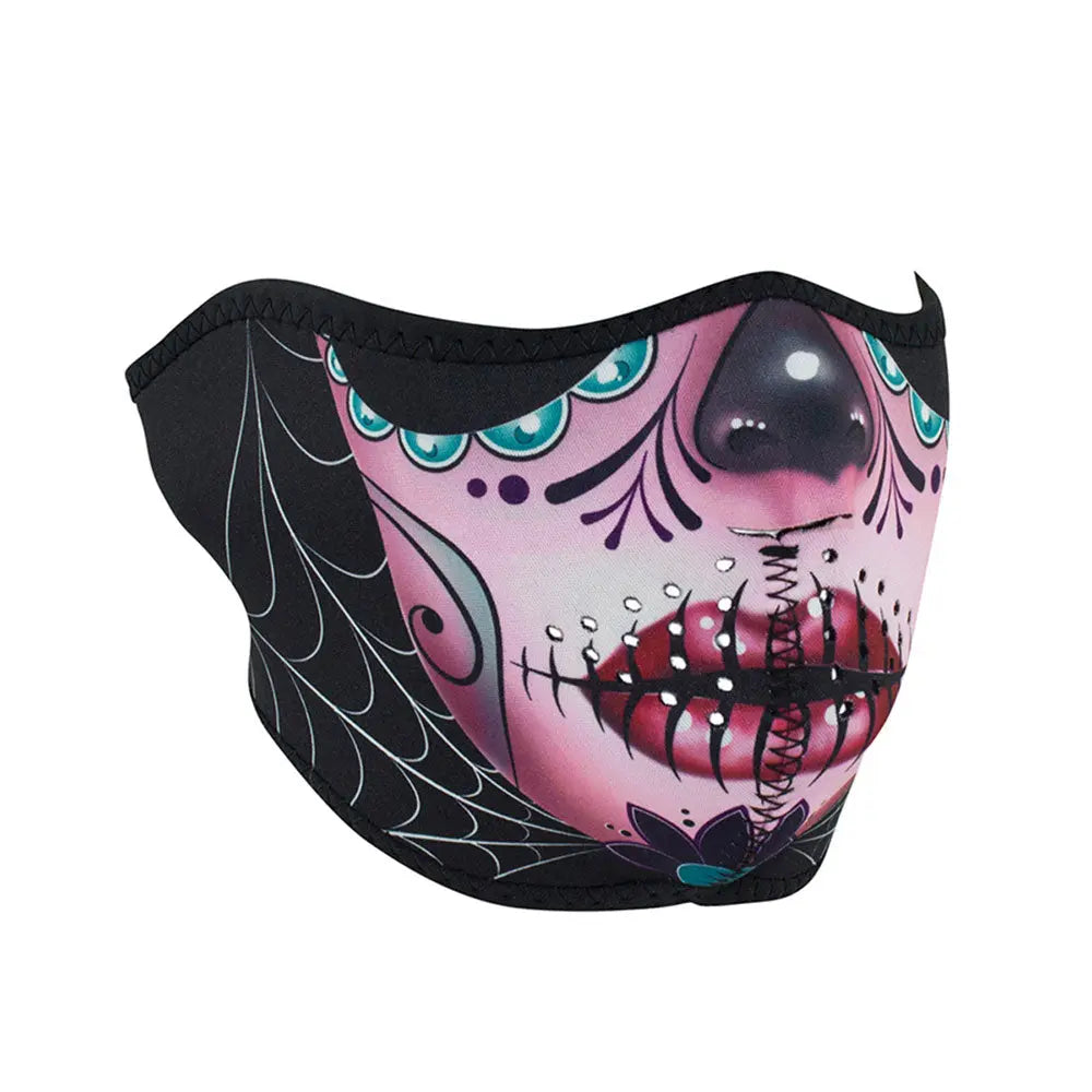 Masque Néoprène Demi-Visage Sugar Skull ZANheadgearEX-STOCK Canada