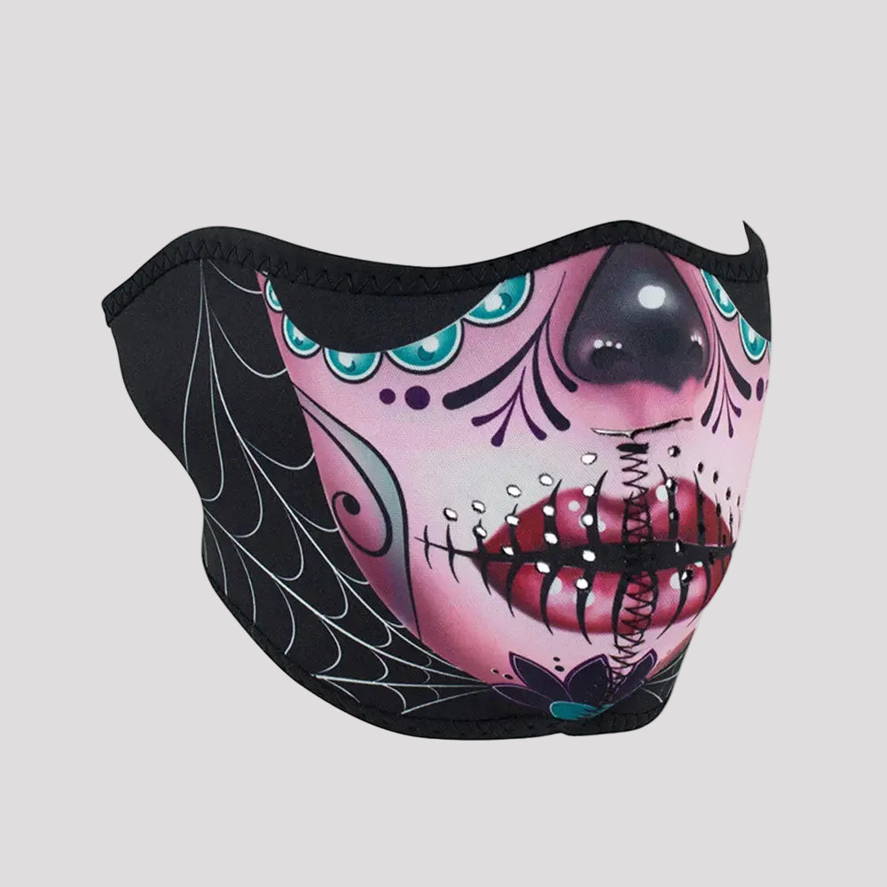ZANheadgear Zucker-Schädel Halbgesichts-Neoprenmaske