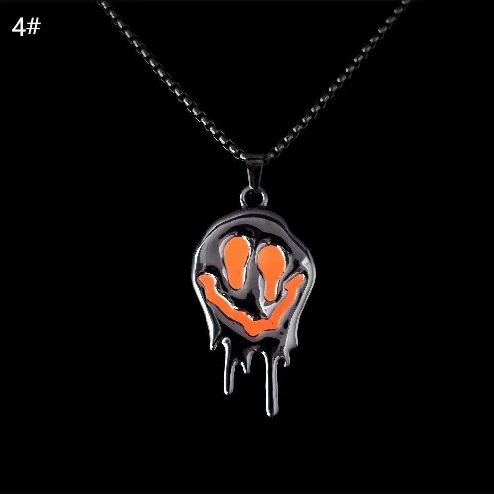Zinc Alloy Noctilucent Necklace Halloween Ghost Glowing Grimace Pendant - EX-STOCK Canada