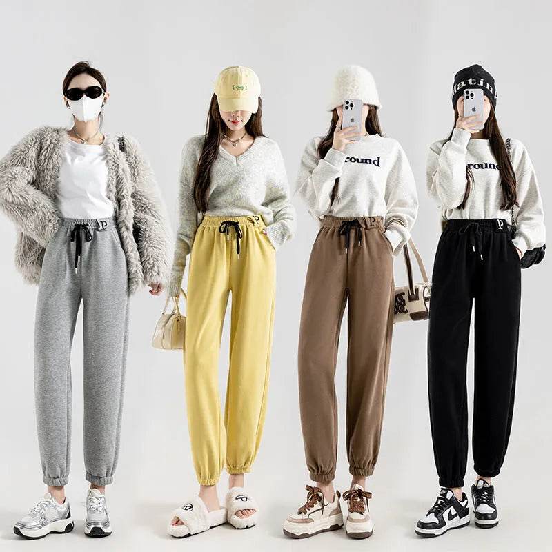 Fleece-lined Casual Harem Drawstring sweat Pants For Women - EX-STOCK Canada
