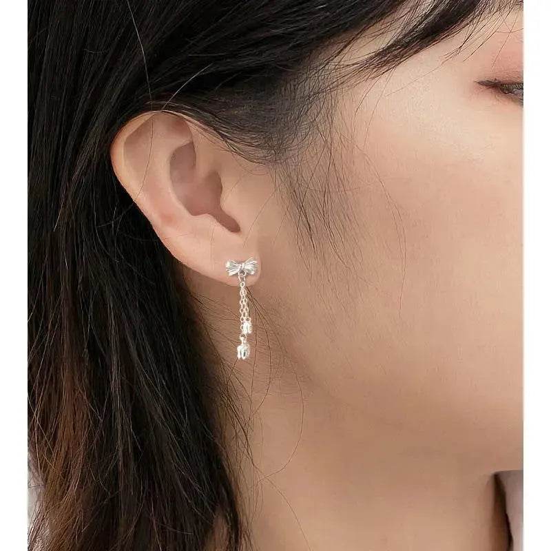 Silver Drop Earrings Tassel Bone Stud Earrings - EX-STOCK Canada
