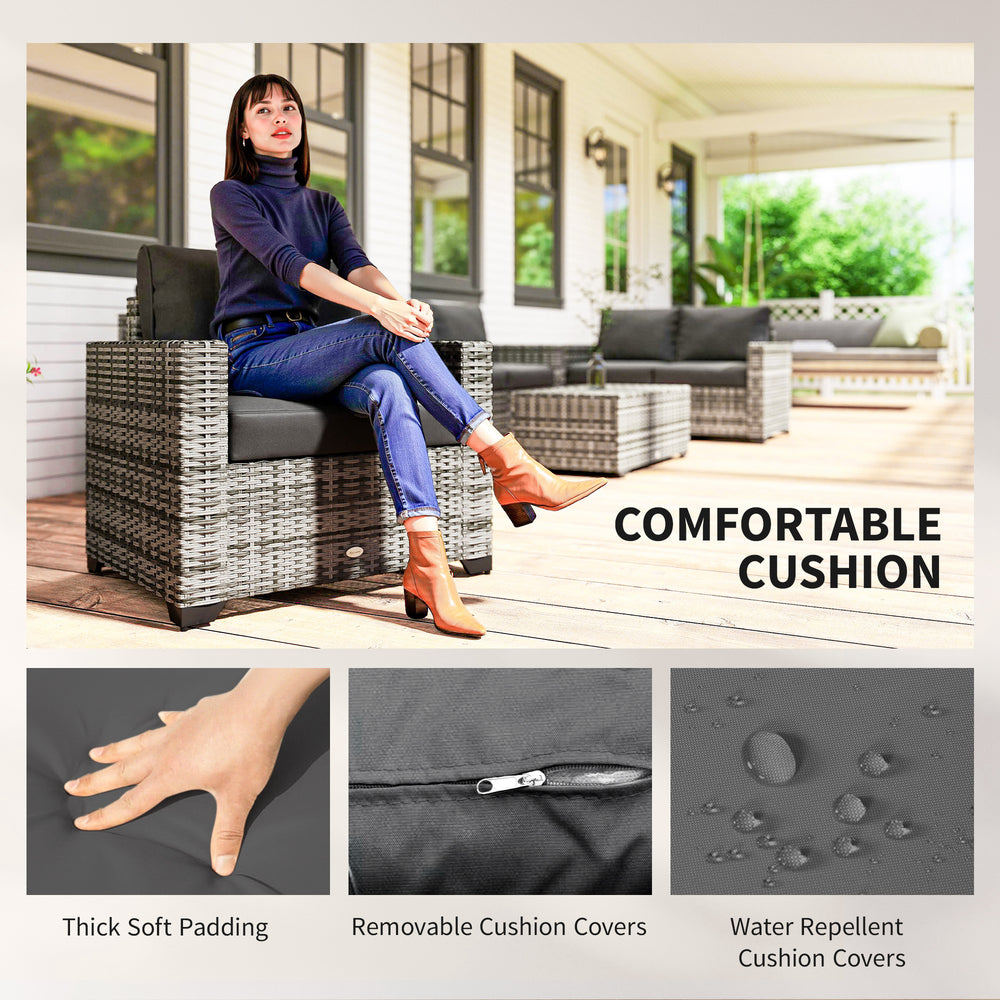 Conjunto de muebles de patio, cojines, sofá, love seat, mesa de almacenamiento, grisEX-STOCK Canada