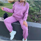 2pcs Ladies Athleisure wear Long sleeve Round neck Sweatsuit set - EX-STOCK Canada