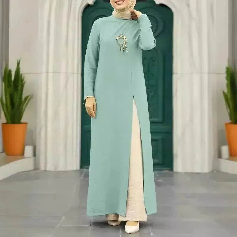 ArabWomen Plain Split Long sleeve Abaya Dress - EX-STOCK Canada