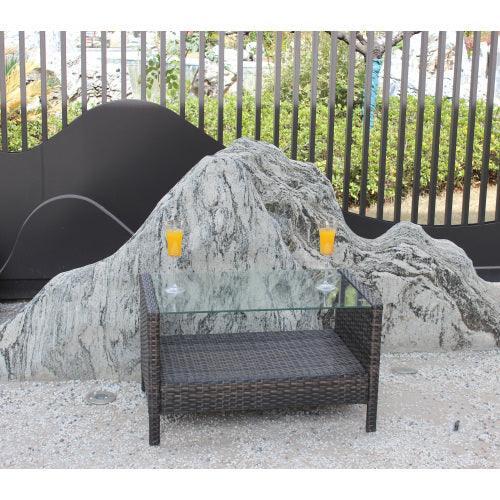 Table basse de mobilier de patio extérieur avec verre trempé clairEX-STOCK Canada