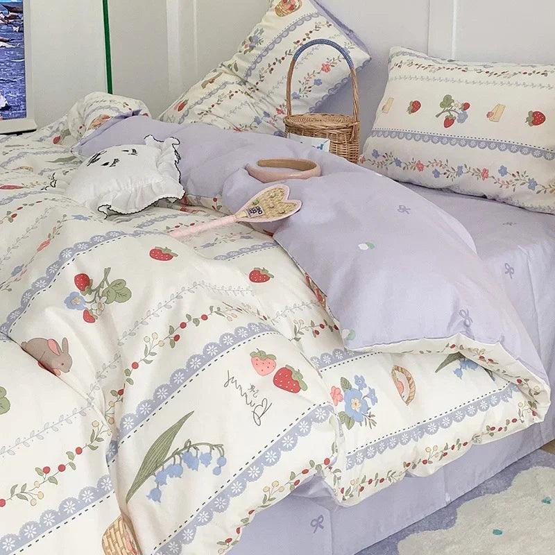 Four-piece Bed Set Pure Cotton Student Dormitory Duvet Cover Sheets EX-STOCK Canada