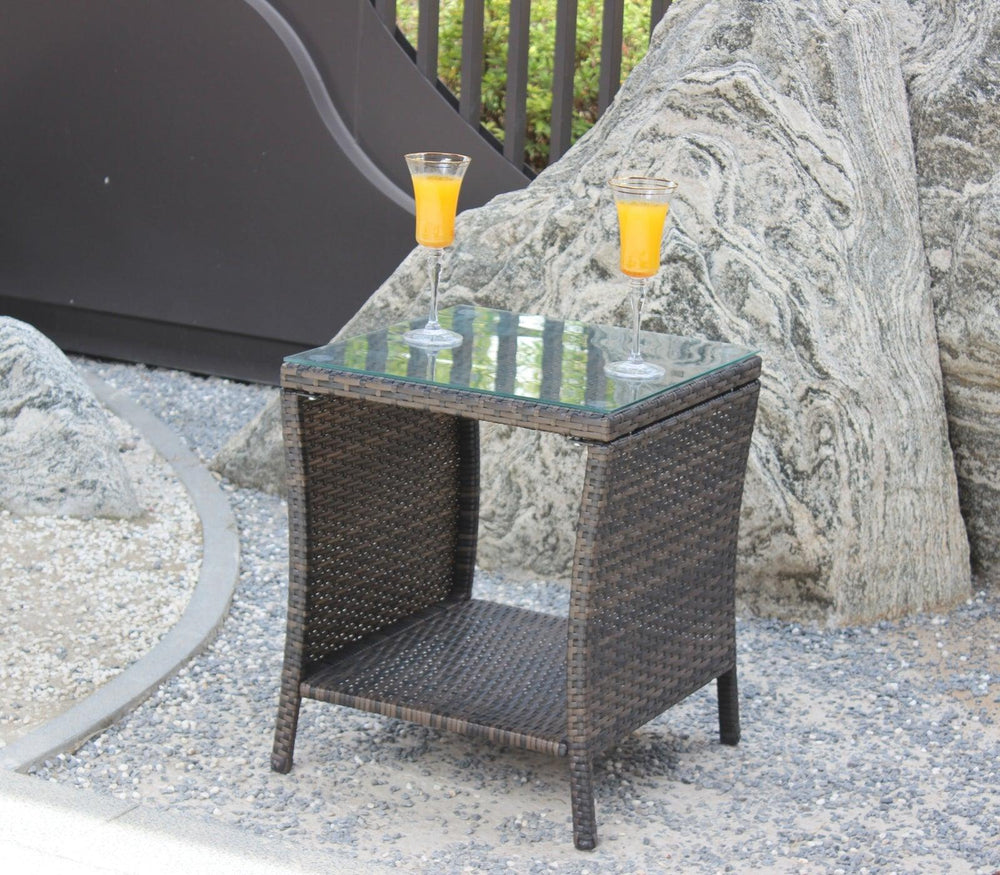 Muebles de Patio al Aire Libre 1 Mesa de Café con Vidrio Templado TransparenteEX-STOCK Canada