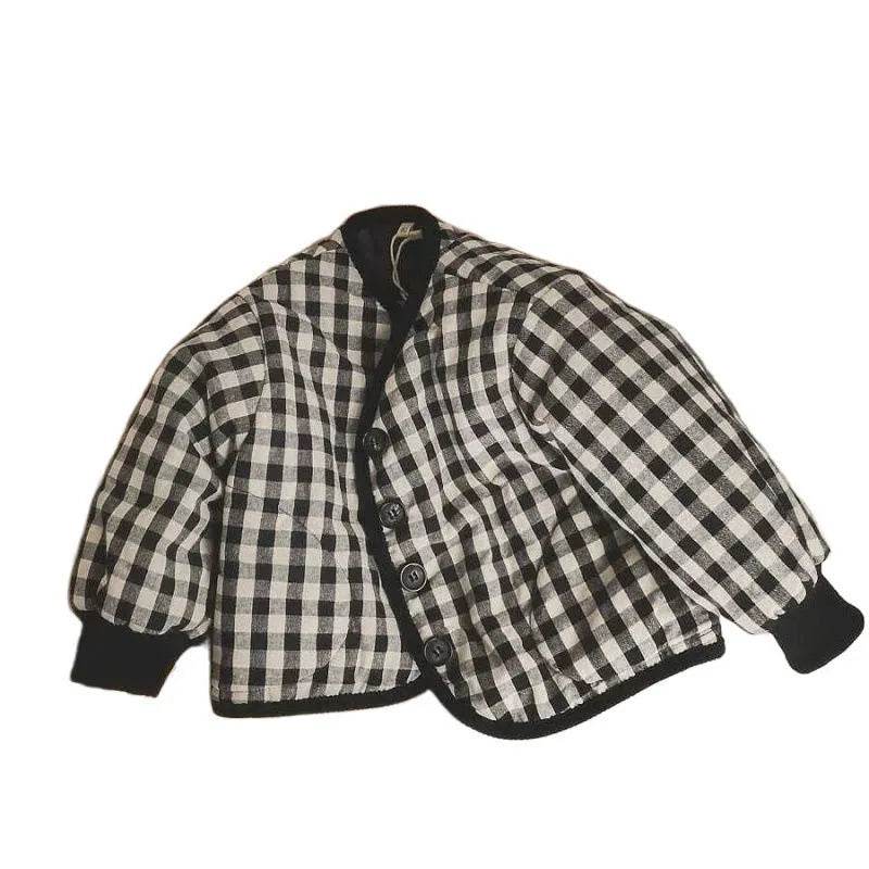 Elegant Cotton-padded All-matching Children's Baby girl Plaid Jacket top - EX-STOCK Canada