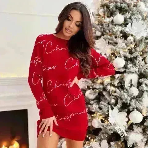 Pull d'hiver Jacquard mini robe de pull de Noël