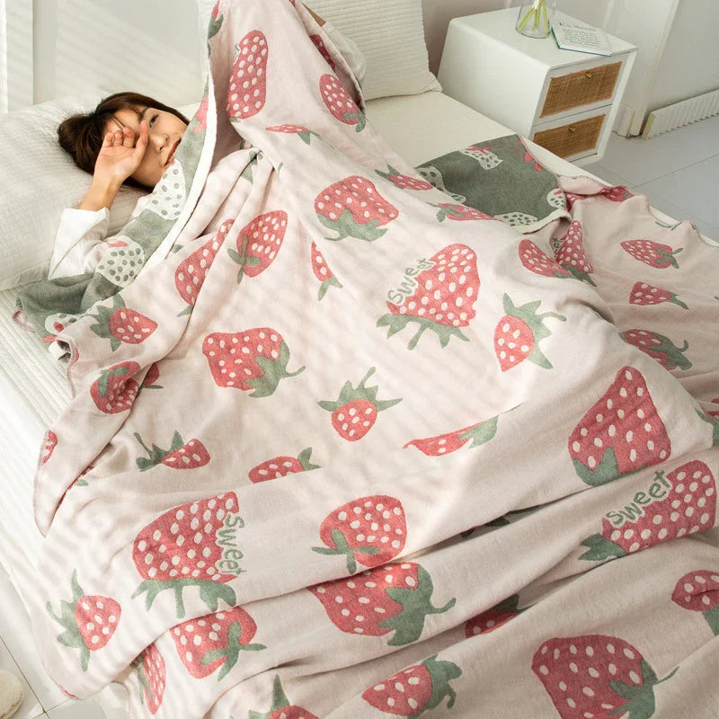 Cotton Four-layer Gauze Towel Blanket Air Conditioning Blanket Thin Duvet EX-STOCK Canada