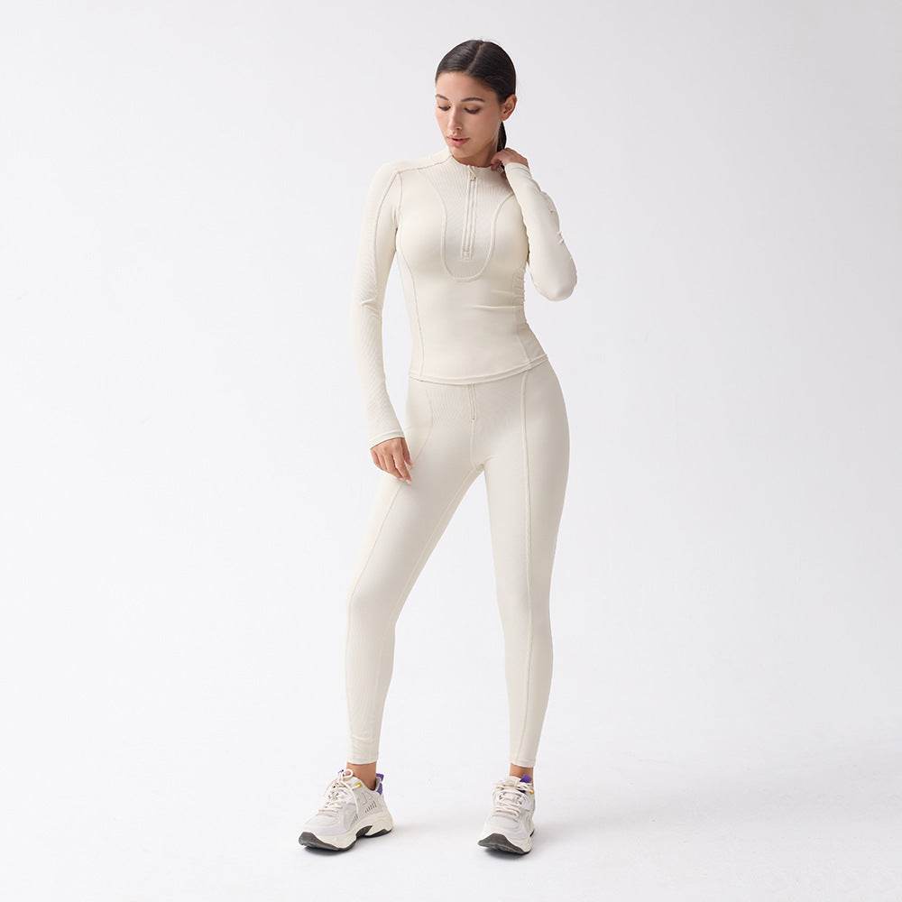 Long sleeve gym top for women Slim fit Half Zip Fitness Workout Top - EX-STOCK Canada