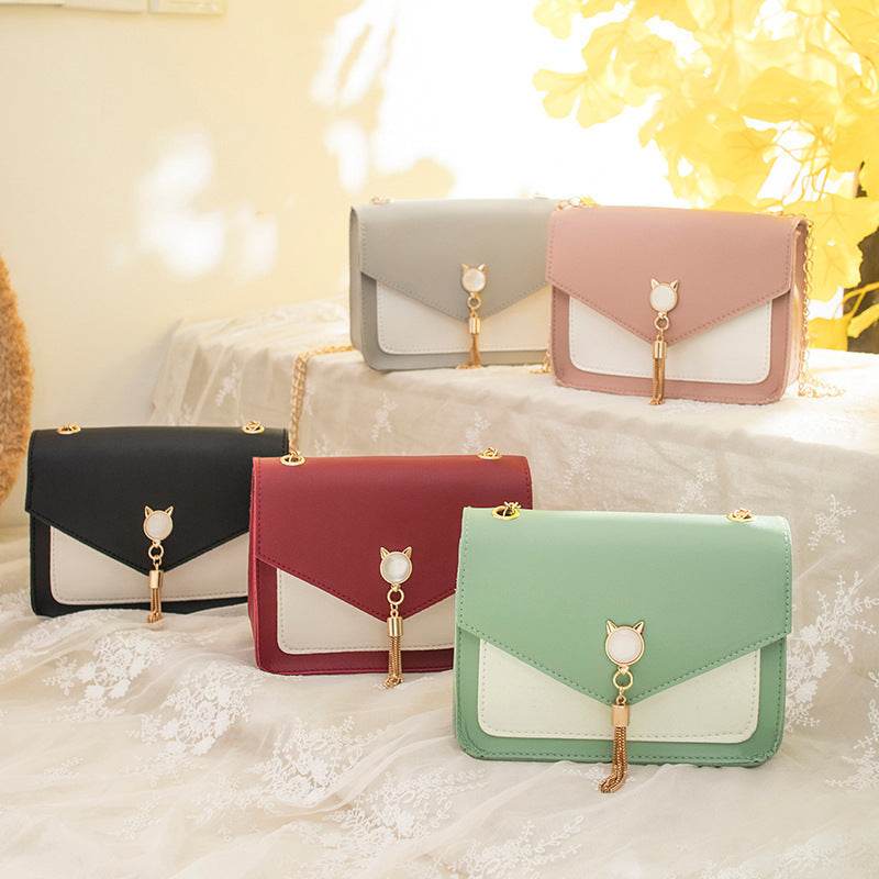 Small Messenger Bag New Sweet And Cute Cat Tassel Decoration Chain One Shoulder Small Square Bag Casual Messenger Bag - EX-STOCK Canada