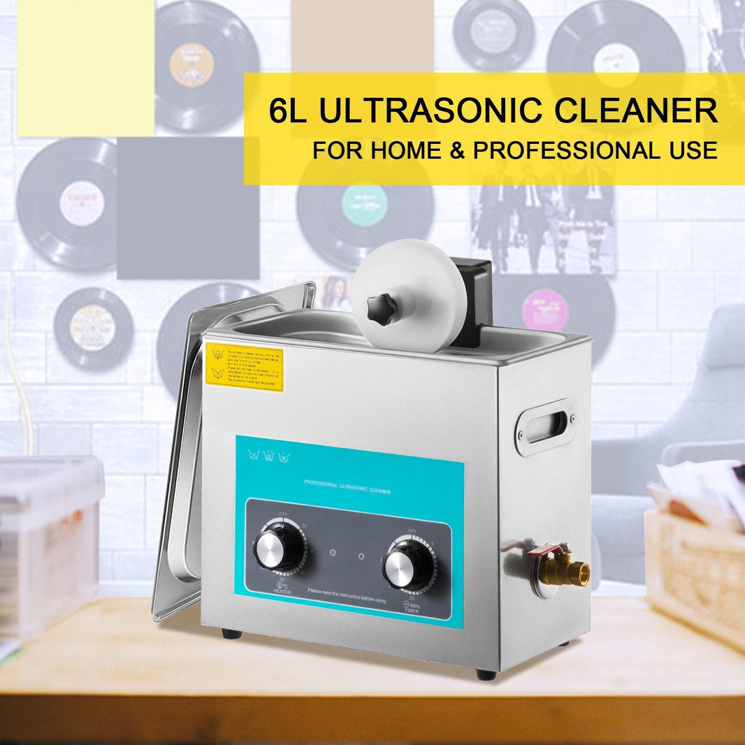 Ultrasonic Vinyl Record Cleaner 6L 40kHz Vinyl Ultrasonic Cleaning Machine Knob Control Record Ultrasonic Cleaner 4 Records EX-STOCK