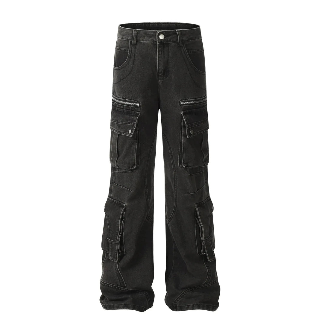 Solid Color Casual Multi-pocket Denim Jean Cargo Pants women - EX-STOCK CANADA
