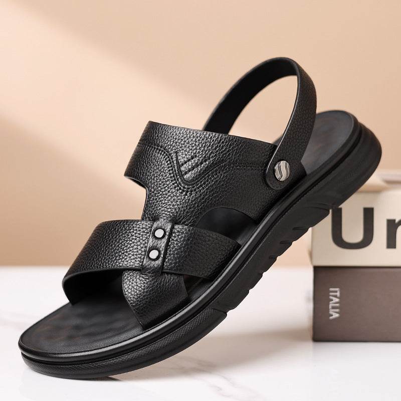 Men's Breathable Genuine Leather Beach Shoes Casual Soft Bottom Middle-aged And Elderly  EX-STOCK CANADA