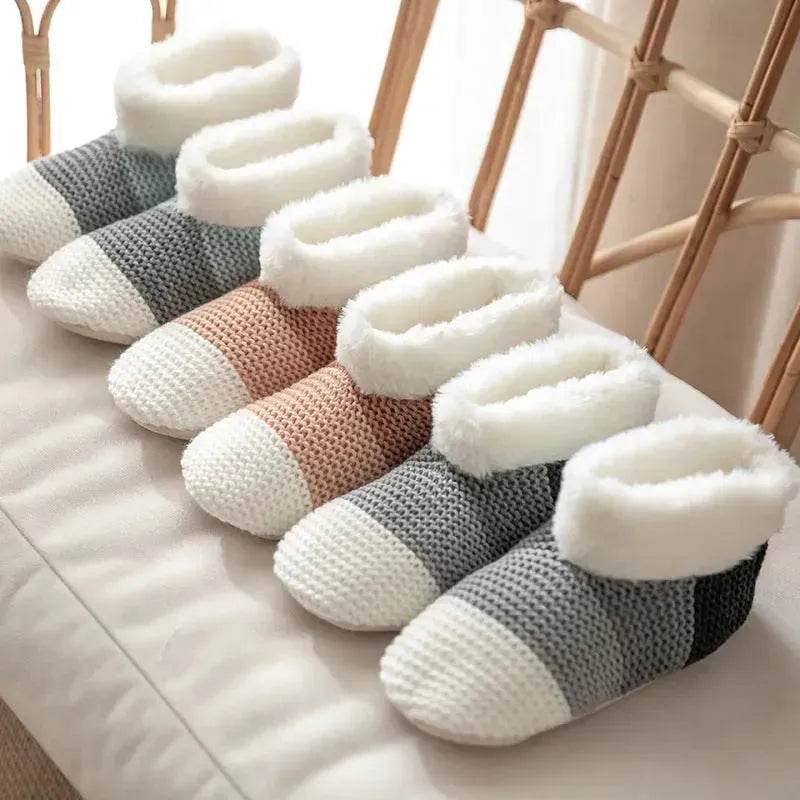 Women's Color-matching Knitted Plush Floor Socks Home Indoor Warm Non-slip Carpet Socks Winter Fashion - EX-STOCK Canada