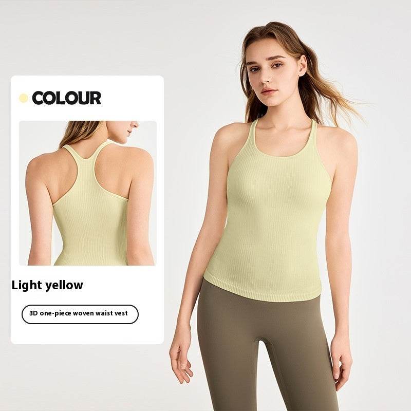 yoga clothes sleeveless Vest With Chest Pad Workout Top - EX-STOCK Canada