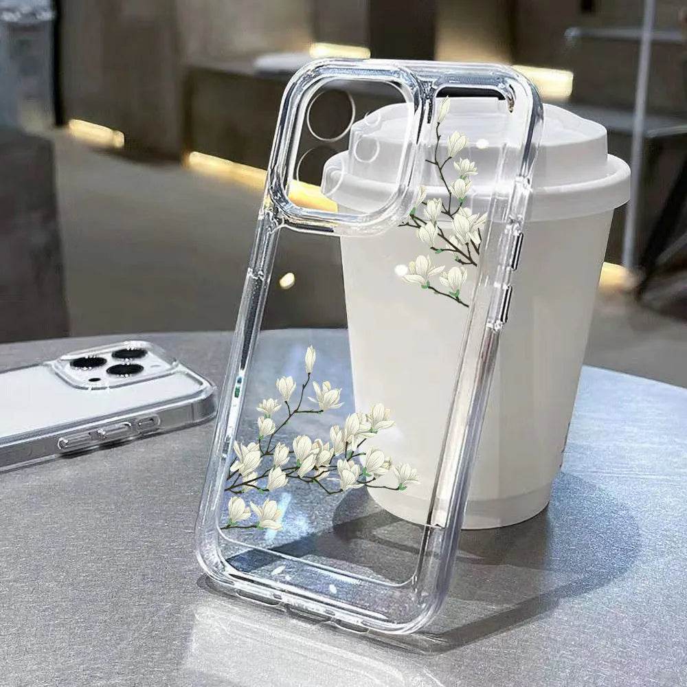 Antique Flower Transparent Phone Case - EX-STOCK Canada