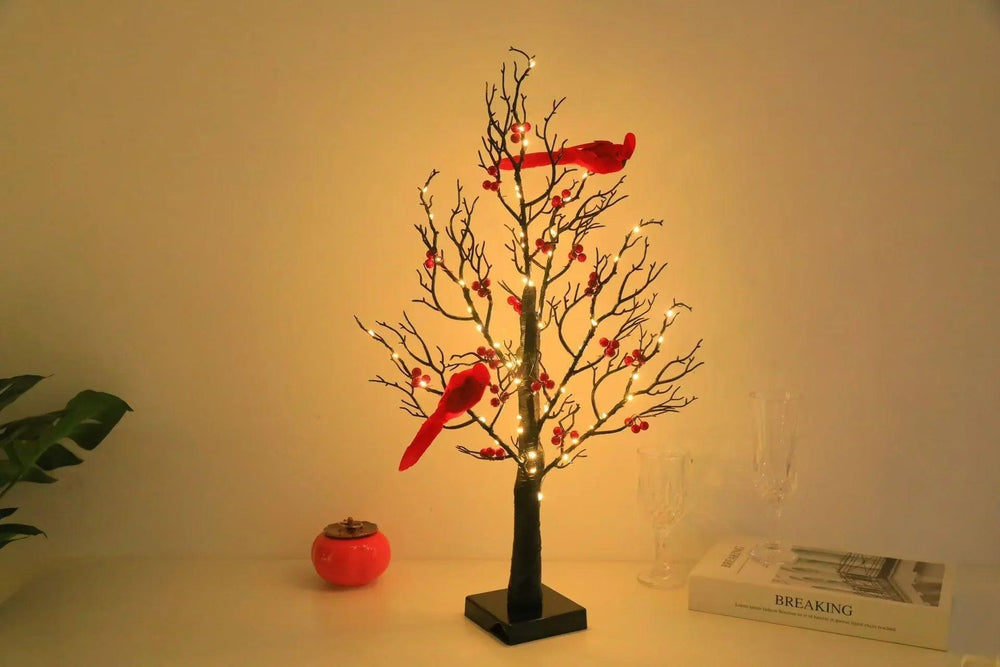 Beleuchteter Mini-Birkenbaum Licht LED-Kardinäle Weihnachtsbaum Vintage Leuchtender Baum Licht für Tisch Ferienhaus WeihnachtsdekorationEX-STOCK Canada