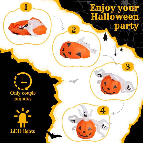 Halloween decorations - 5.9 FT Halloween Inflatable Pumpkin Ghost Outdoor Decorations - EX-STOCK Canada